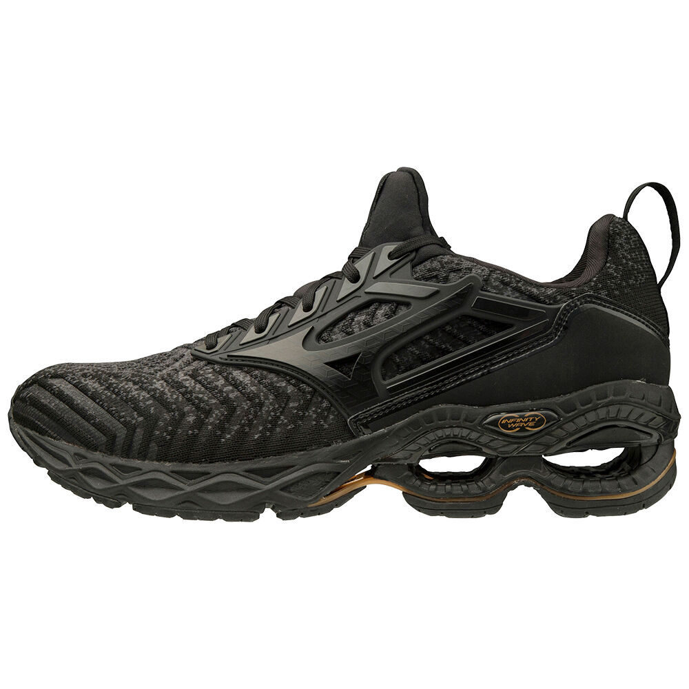 Panske Bezecke Topanky Mizuno Wave Creation Waveknit Tmavo Siva/Čierne Vypredaj PSQW09473